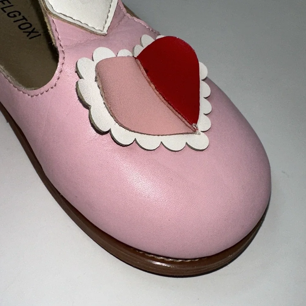 PLGELGTOXI Toddler Girls‎ Pink Leather Heart T-Strap Mary Jane Shoes - Size 12